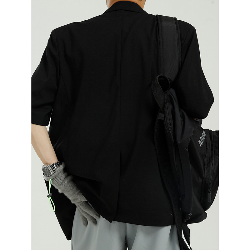 IEFB Men's Clothing Summer Blazer Korean Short Sleeve Handsome Loose Casual Suit Coat Single Breasted Notched Top Y7130 210524