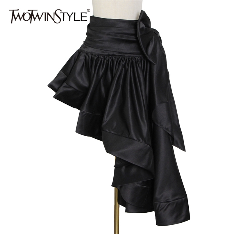 Black Bowknot Patchwork Skirt For Women High Waist Asymmetrical Pleated Solid Skirts Female Summer Clothes 210521
Black Bowknot Patchwork Skirt For Women High Waist Asymmetrical Pleated Solid Skirts Female Summer Clothes 210521