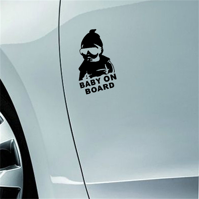 Vehicle Baby ON Board Cool Stickers Rear Reflective Sunglasses Child Scratch Warning Decal For Auto Racing Computer Truck Windows Office Home Gift Dec