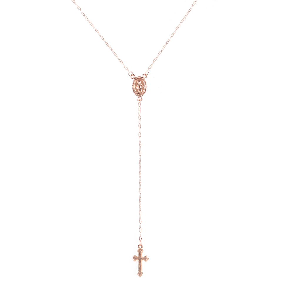 New Vintage Gold/Rose Gold Christian Cross Bohemia Religious Rosary Pendant Necklace for Women Charm Jewelry Gifts Y0301