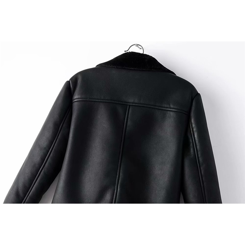 streetwear women fashion black outerwear winter lady leather-clad cool female chic moto girls jacket 210430