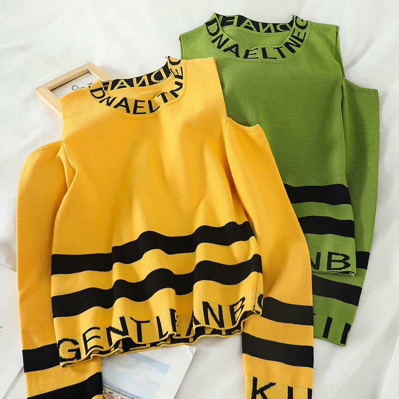 Off Shoulder Knitted Pullovers Women Round Neck Tops Spring Blouse For Fashion Pullover Lettering 210518, White
Off Shoulder Knitted Pullovers Women Round Neck Tops Spring Blouse For Fashion Pullover Lettering 210518, White