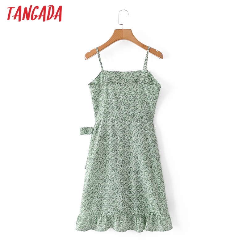 Summer Women Print French Style Strap AdjustLadies Mini Dress Vestidos 2M129 210416