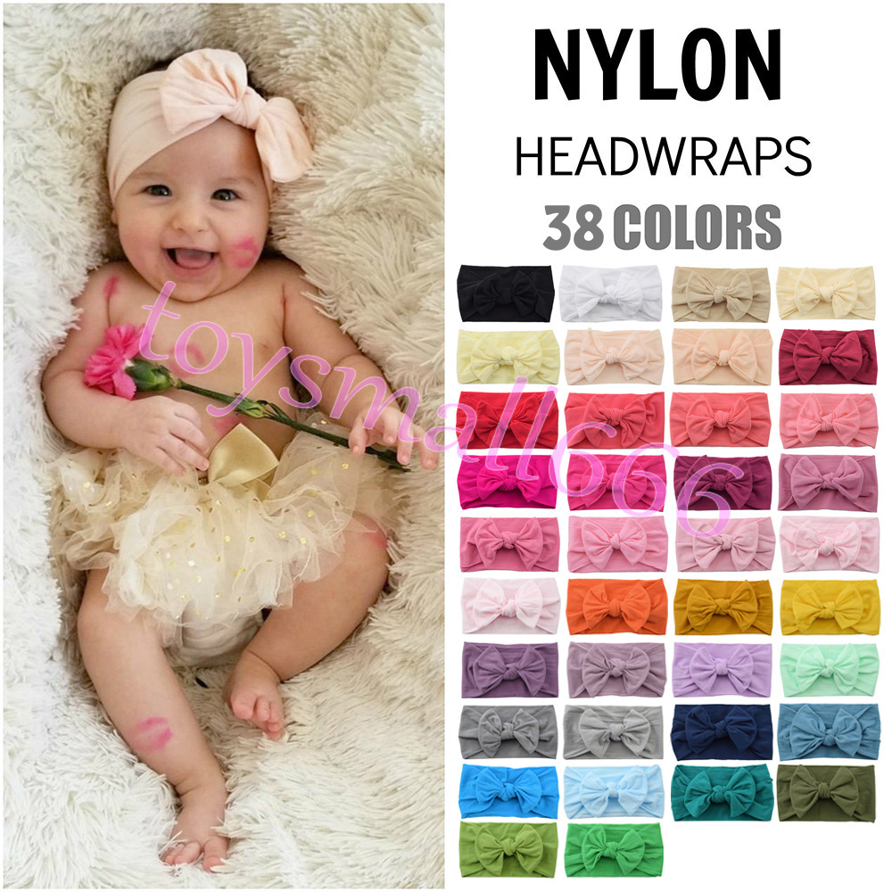 IN STOCK Kids Baby Headbands Bohemian Children Hair Band Baby Bow Knotted Hair Band Solid Color Elastic Hair Band fy8137
