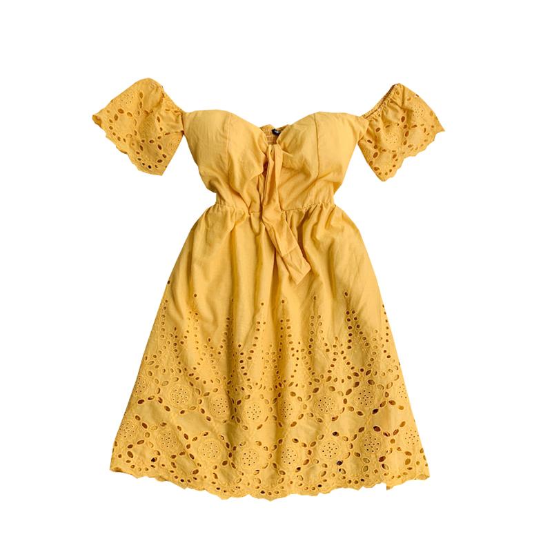 Women Beach Dress Fashion Summer Sexy Hollowing Out Off Shoulder White Female Loose A-line Robe Vestidos Mujer Casual Dresses
