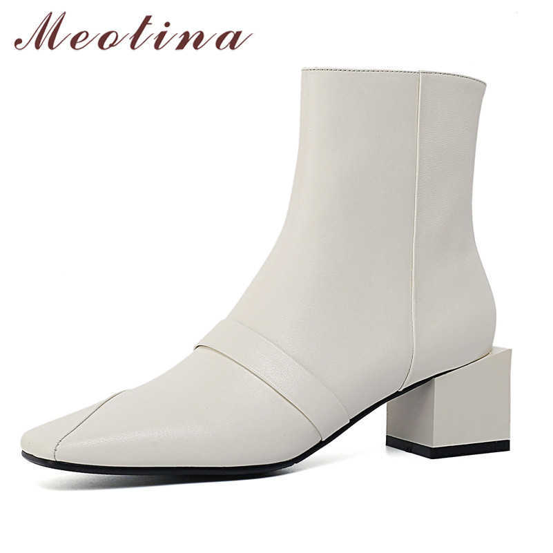 Meotina Genuine Leather High Heel Ankle Boots Women Shoes Square Toe Block Heels Zipper Short Boots Female Autumn Winter Beige 210608, Black synthetic lin
Meotina Genuine Leather High Heel Ankle Boots Women Shoes Square Toe Block Heels Zipper Short Boots Female Autumn Winter Beige 210608, Black synthetic lin
