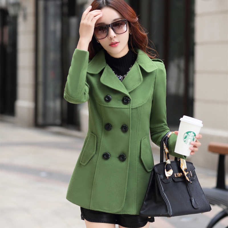 Women Woolen Coats Winter Trench Fashion Long Tops Women's Woat Elegant Bodycon Double Breasted 210820