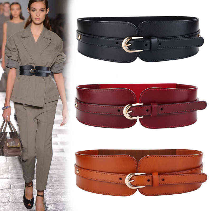 Women Black Wide Belt Elastic Gold Pin Buckle Leather Belts For Female Lady Dress Coat Waist Corset Strap Cummerbund AA220310
Women Black Wide Belt Elastic Gold Pin Buckle Leather Belts For Female Lady Dress Coat Waist Corset Strap Cummerbund AA220310