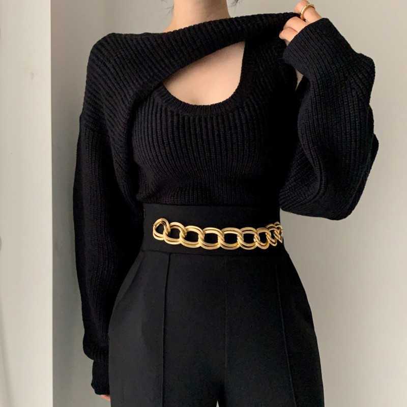 Gagaok Round Collar Long Sleeve Women Knitted Tops Korean Fashion Sweater Spring Vintage Female Pullover Drop 210914