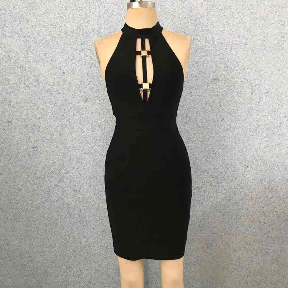 Fashion Hollow Out Summer Women Bandage Dress Sleeveless Button Backless Black Party Sexy Bodycon Vestidos Red 210524