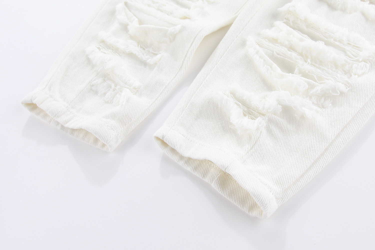 Mudkingdom Fashion Ripped Ankle Jeans for Boys Girls White Denim Crop Pants Toddler Trousers Elastic Waist Kids Summer Clothes 210615