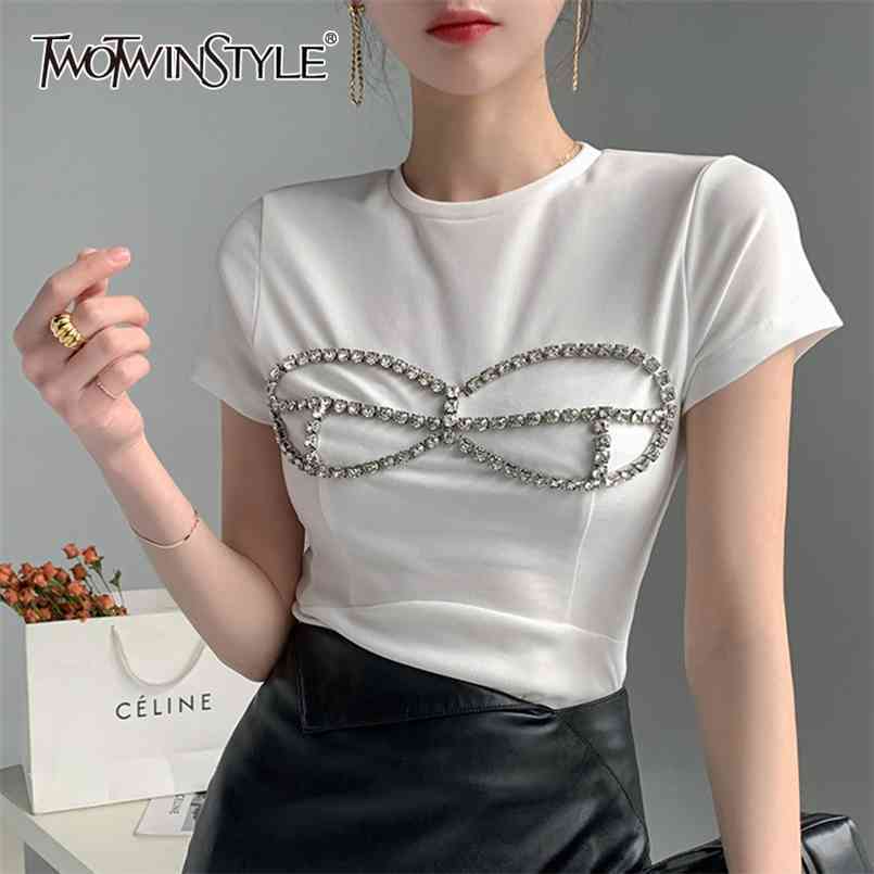 TWOWINSYLE White Casual Shirt For Women O Neck Short Sleeve Patchwork Diamond Straight Shirts Female Summer Korean Fashion 210524, Black
TWOWINSYLE White Casual Shirt For Women O Neck Short Sleeve Patchwork Diamond Straight Shirts Female Summer Korean Fashion 210524, Black