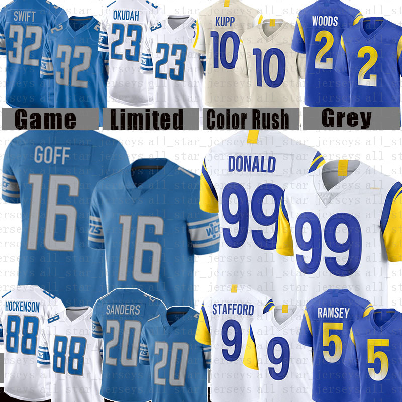 Aaron Donald Matthew Stafford Jared Goff Football Jersey Barry Sanders Jalen Ramsey D'Andre Swift T.J. Hockenson Atwell Woods DetroitLionsRamsCooper Kupp, Jersey (dezhouren
Aaron Donald Matthew Stafford Jared Goff Football Jersey Barry Sanders Jalen Ramsey D'Andre Swift T.J. Hockenson Atwell Woods DetroitLionsRamsCooper Kupp, Jersey (dezhouren