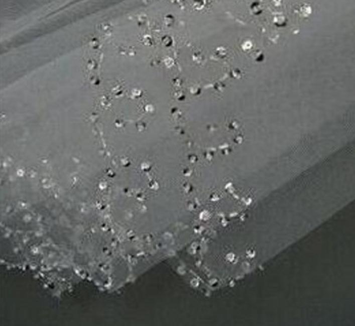 2021 Wedding Bridal Veil 2 Layer Hand Croissant Beaded Bridal edge Accessories Veil White and Ivory color