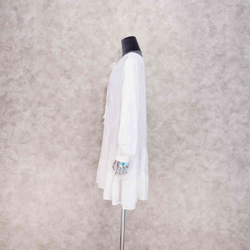 Beach Caftan Dress Cover-ups White Cotton Tunic For Women Pareo Swimsuit Cover up Sexy wear #Q920 210420