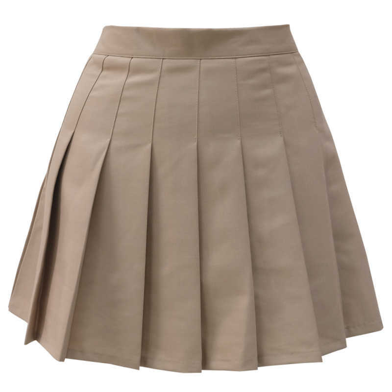 WOMENGAGA Fold Pleated A-LINE Korean Sexy Brown Mini Denim Skirt Skirt Harajuku Gothic Kawaii Japanese LP49 210603