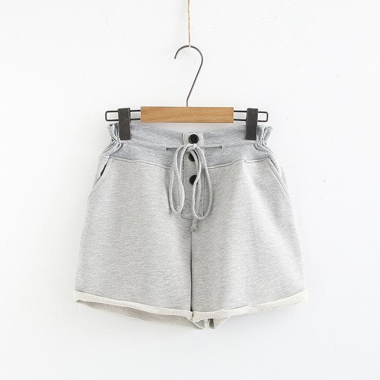 Summer Plus Size Shorts For Women Large Loose Casual Black Gray Button Elastic Waist Cotton Belt 3XL 4XL 5XL 6XL Women's