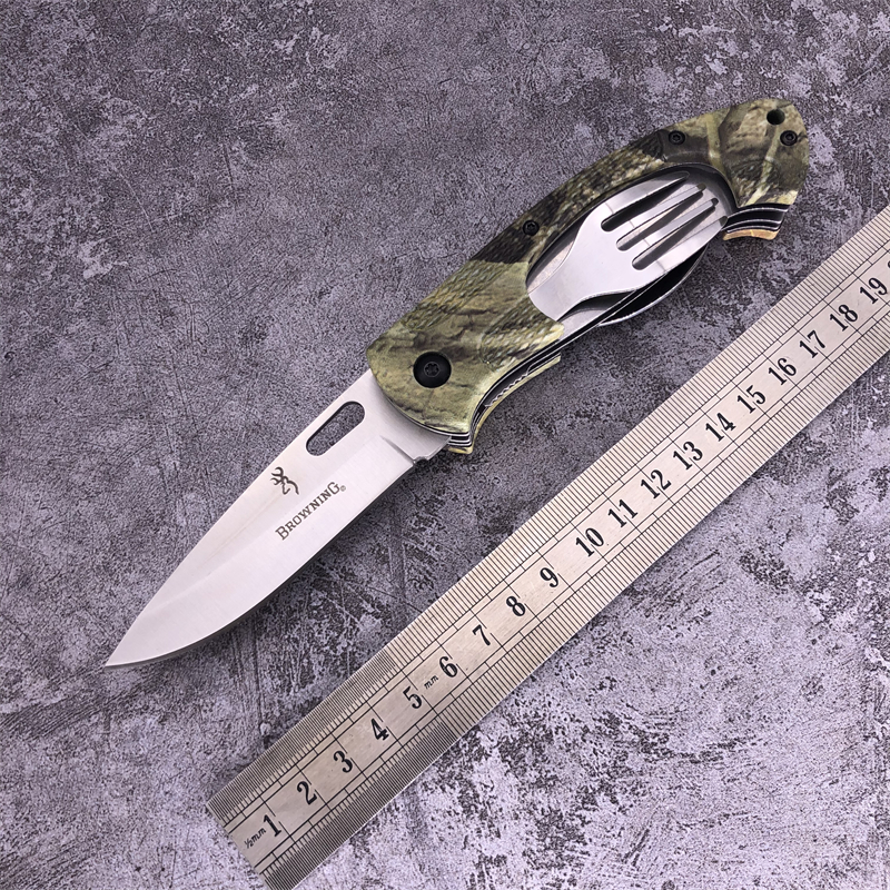 Browning MODET 970 Multifunctional folding knife 440C blade Rubber handle with Spoon fork for outdoor hunting camping EDC tools
Browning MODET 970 Multifunctional folding knife 440C blade Rubber handle with Spoon fork for outdoor hunting camping EDC tools