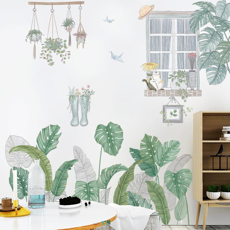 Wall Stickers 24 Styles Green Leaves For Bedroom Living Room Dining Kitchen Kids DIY Decals Door Murals
