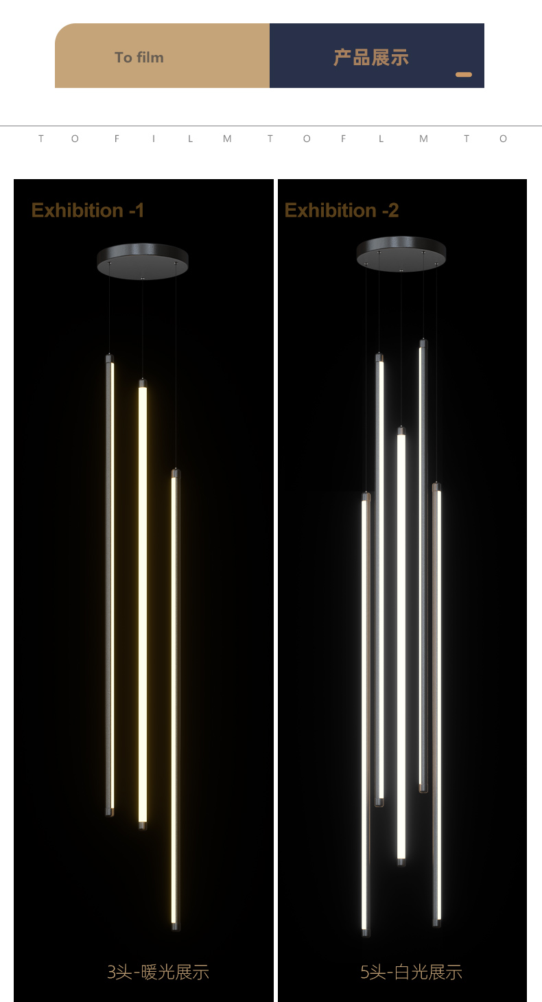 New Black Stair Chandelier Modern design duplex building high-rise empty living room hall personality Long LED Hanging Light