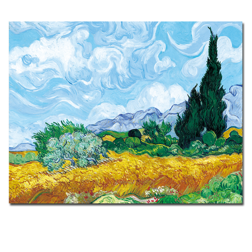 Wheat Field with Cypress Impression Van Gogh Oil Painting Reproduction on Canvas Oil Painting Wall Art