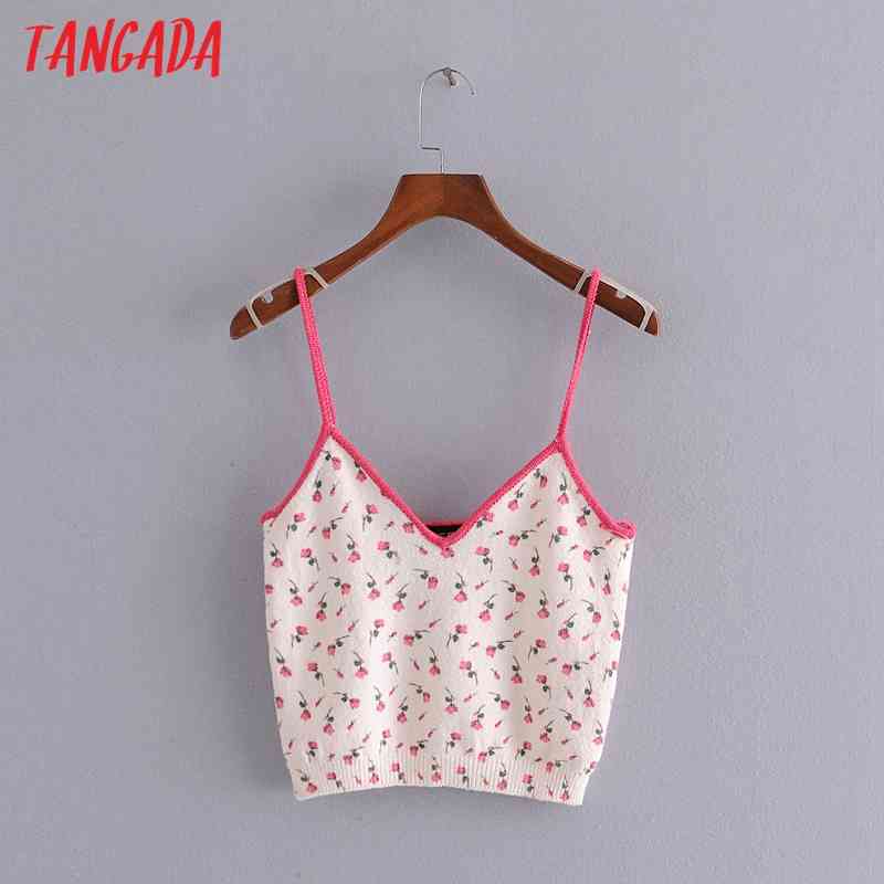 Women Floral Camis Crop Top Spaghetti Strap Sleeveless Backless Short Shirts Female Casual Tops 3H256 210416