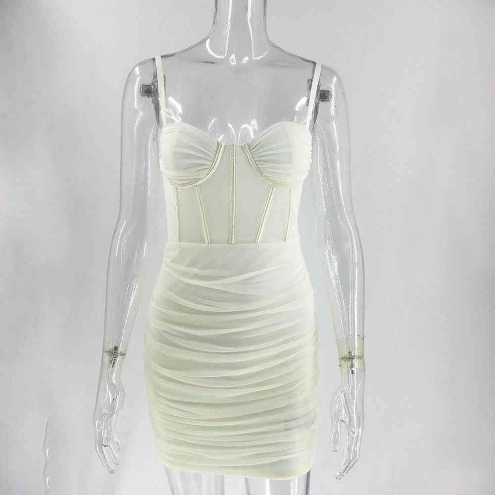 Sexy Black White mini Mesh slip summer dress women elegant bodycon vintage Night club party dress ladies dresses clothes vestido 210331