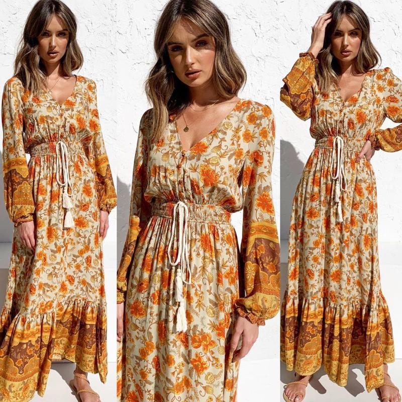 Casual Dresses BOHO INSPIRED Floral Print Maxi Dress V-neck Buttons Yellow Bohemian For Women Frill Bottom Hem Cute Spring Summer, As pic
Casual Dresses BOHO INSPIRED Floral Print Maxi Dress V-neck Buttons Yellow Bohemian For Women Frill Bottom Hem Cute Spring Summer, As pic