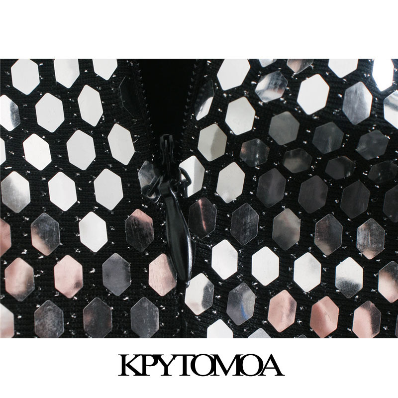 Women Fashion With Knot Shiny Sequin Mini Skirt High Waist Back Zipper Female Skirts Mujer 210420