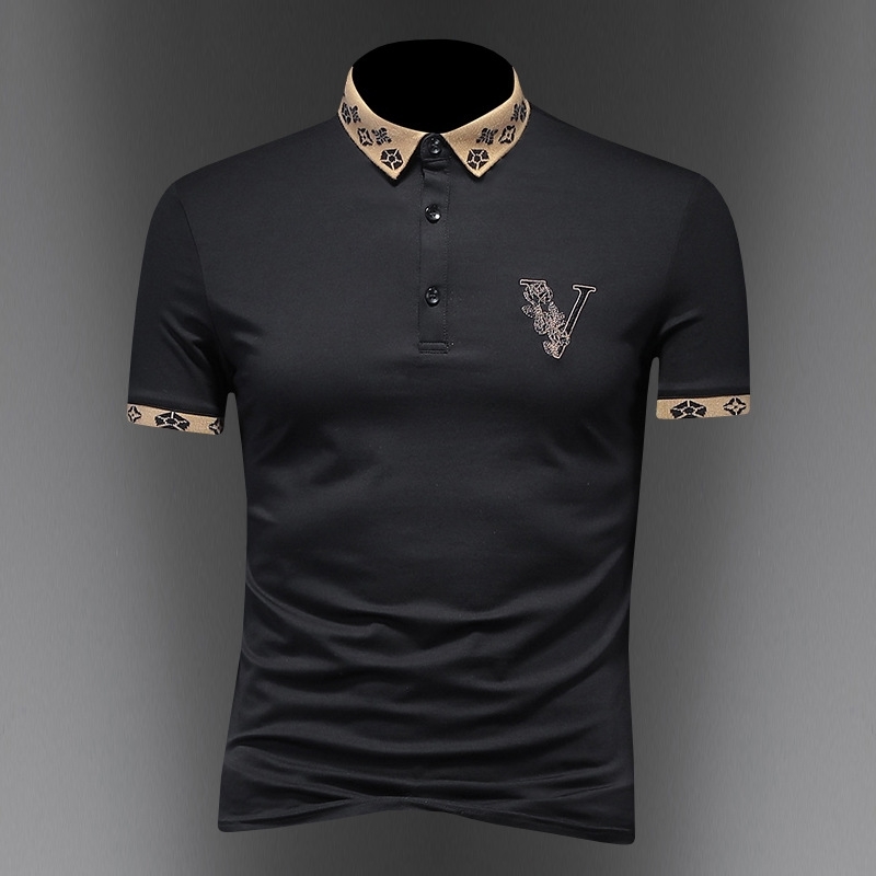 Summer embroidered short sleeve men's fashion mercerized cotton slim Lapel T- business casual polo shirt, White;black
Summer embroidered short sleeve men's fashion mercerized cotton slim Lapel T- business casual polo shirt, White;black