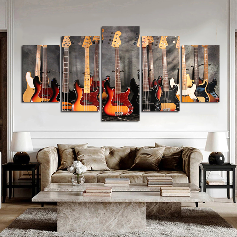 5 Panels Modern Home Docor Guitars Violin Posters And Prints Canvas Painting Wall Art Pictures For Living Room Wall Decoration