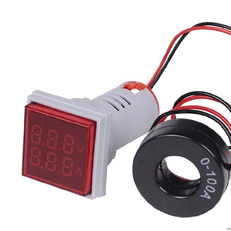 Digital square Led Ac Voltometer Signal lights Volt Ampere Current Meter