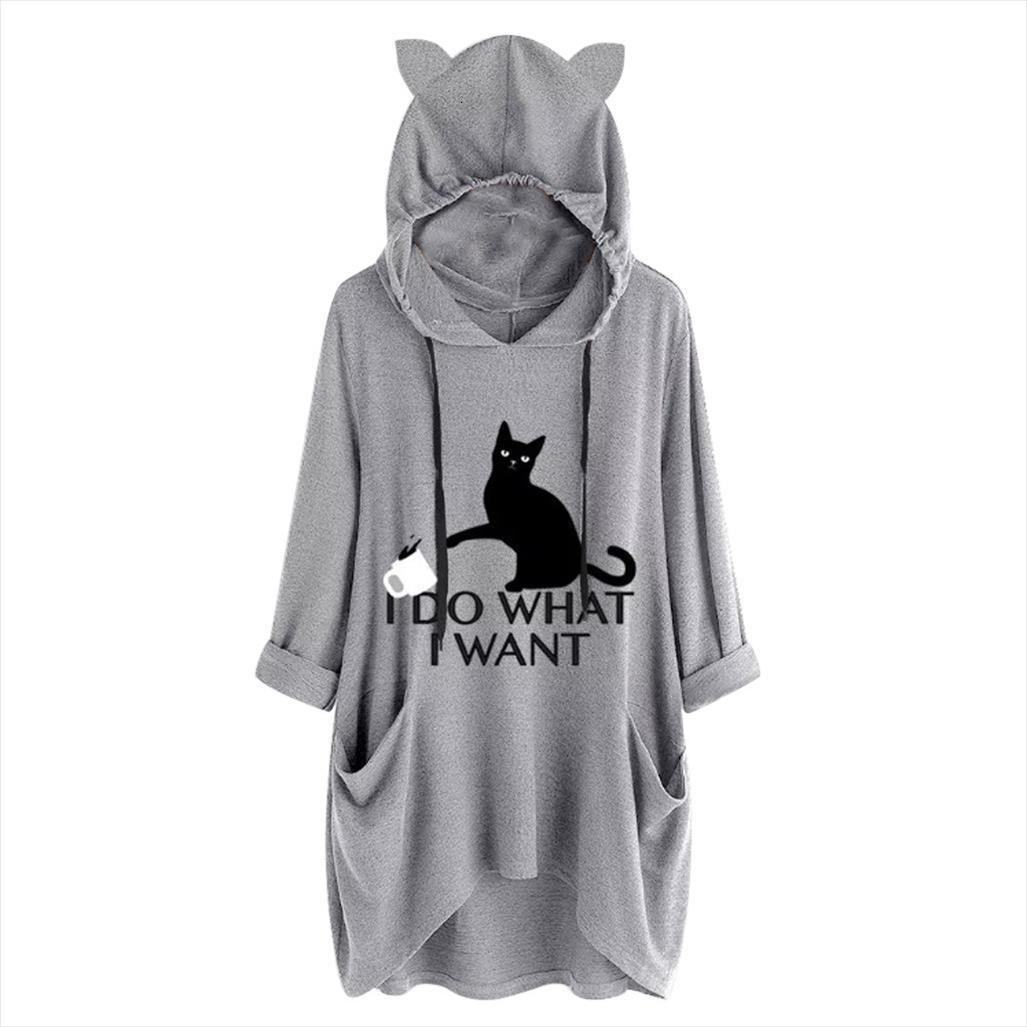 autumn winter tunic casual print women shirt cat ear hooded long sleeves pocket irregular fashion femme, White
autumn winter tunic casual print women shirt cat ear hooded long sleeves pocket irregular fashion femme, White