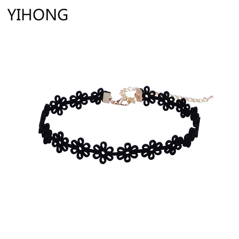 Fashion Velvet Choker Necklace For Women Laciness Polyster Statement Necklaces Flower Clothing Collares Wholesale Accessories Chokers