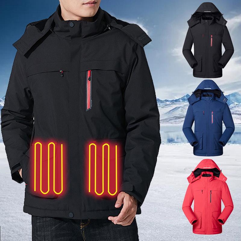 Man Women Heated Jacket USB Charging Cold-Proof Winter Thermal Warm Black Electric Coat Men's Jackets