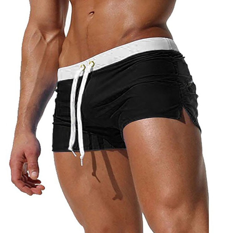 men's shorts trunks low waist back pocket beach pants pool pant swimsuit, White;black
men's shorts trunks low waist back pocket beach pants pool pant swimsuit, White;black