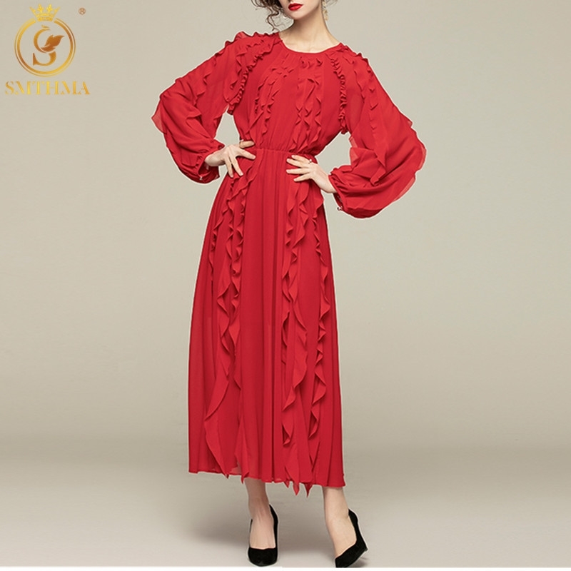 Women Spring Red Long Dress Ruffle Lantern Sleeve Pleated Bohemian Beach Chiffon Stitching Vestido Da Festa 210520, Photo color
Women Spring Red Long Dress Ruffle Lantern Sleeve Pleated Bohemian Beach Chiffon Stitching Vestido Da Festa 210520, Photo color