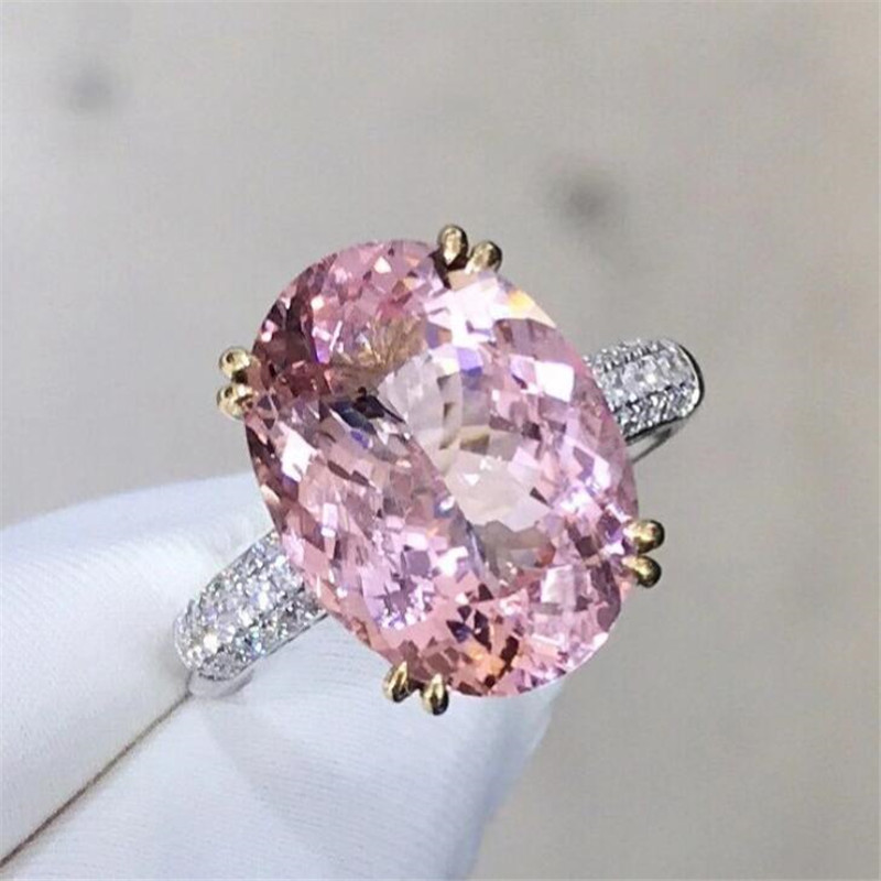 Oval Cut Pink Topaz Sterg Sier Wedding Ring Engagement Band | Brilliant Gemstones Jewelry Gift for Her