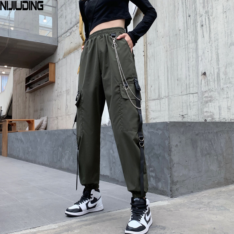 Women Cargo Pants Spring Autumn Fashion Female High Waist Harem Pant Casual Loose BF Streetwear Harajuku Straight Trousers 210514