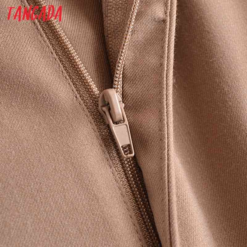 Women Elegant Solid Khaki Side Zipper Pockets Vintage OL Shorts Pantalones 3H265 210416