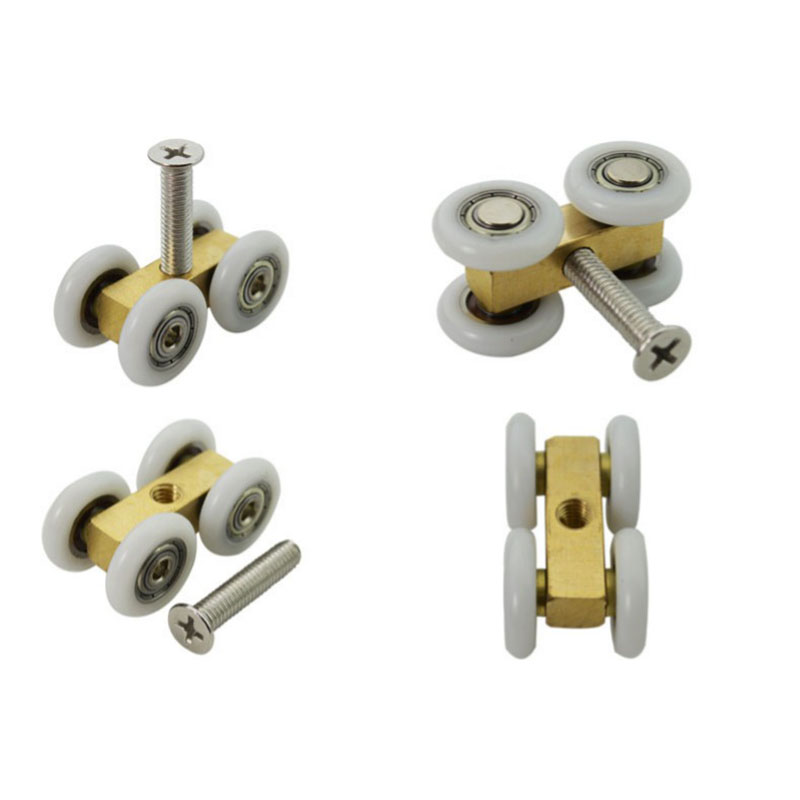 shower room sliding glass door roller ultraquiet wooden window pulley hanging rail track nylon wheel hardware