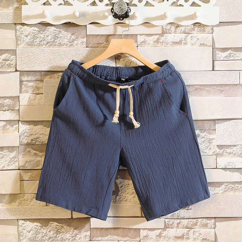 Summer Cotton Shorts Men's Casual Breathable Shorts Black White Drawstring Waist Bermuda Shorts Men Plus Size 4XL 5XL 210528