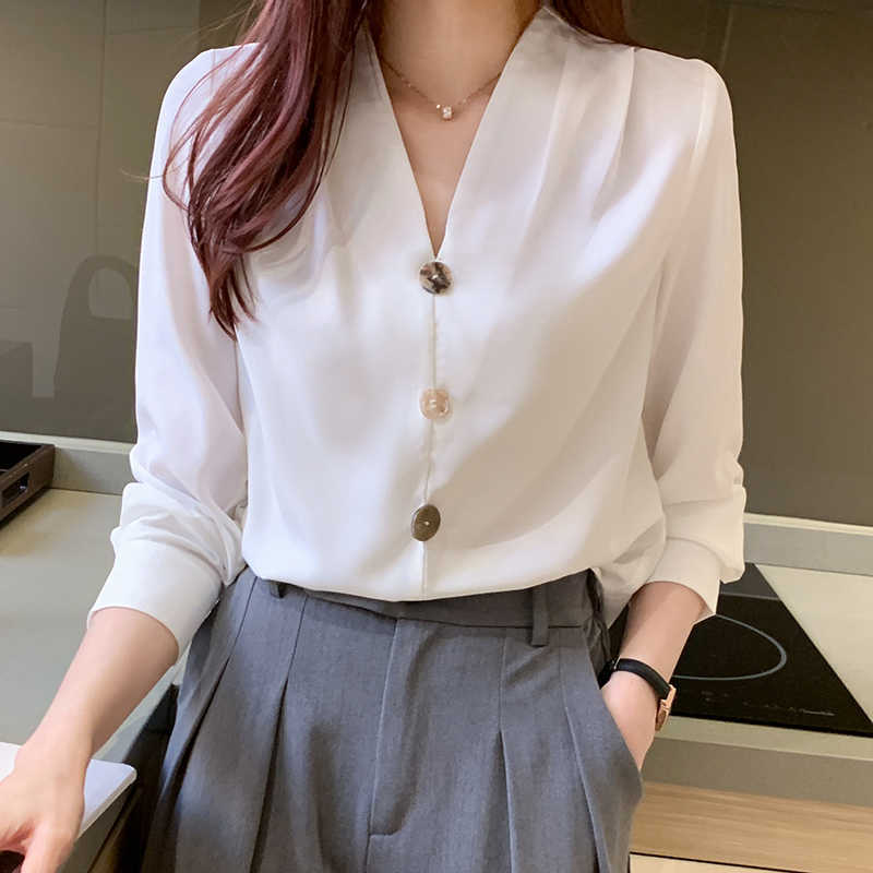 Koran Women Blouses Chiffon Blouse for White Shirt Woman Long Sleeve Casual V-neck Tops Plus Size XXL 210604
Koran Women Blouses Chiffon Blouse for White Shirt Woman Long Sleeve Casual V-neck Tops Plus Size XXL 210604