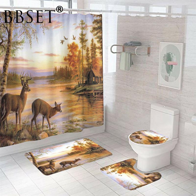 Two Sika Deer By The Lake Shower Curtain 4 Piece Toilet Lid Cover Anti-slip Soft Rugs Bath Mat Kids Bathroom Set Home Decor Curtains
Two Sika Deer By The Lake Shower Curtain 4 Piece Toilet Lid Cover Anti-slip Soft Rugs Bath Mat Kids Bathroom Set Home Decor Curtains