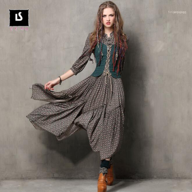 Casual Dresses Autumn Printed Irregular Skirt Vintage Embroidery Mid-sleeve Dress Wholesale Arrival 11, Dark green
Casual Dresses Autumn Printed Irregular Skirt Vintage Embroidery Mid-sleeve Dress Wholesale Arrival 11, Dark green