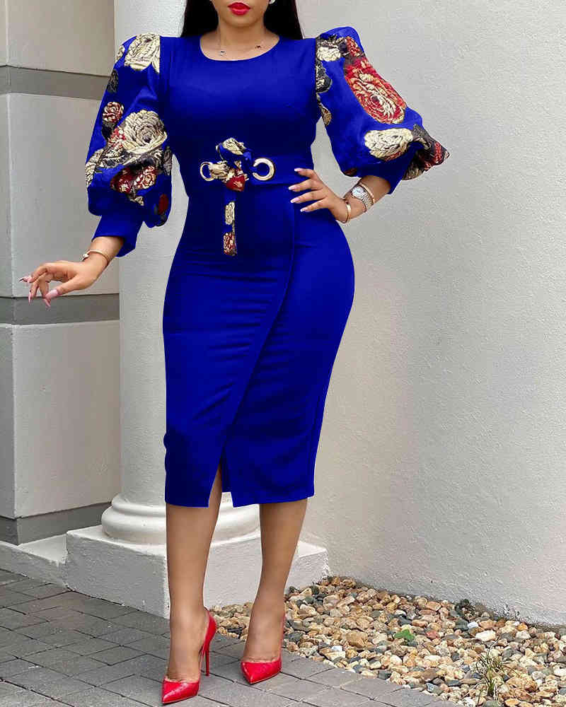 Women Black Bodycon Dresses Elegant Lantern Sleeve Plus Size Summer Dress New Print African Ladies Birthday Party Dress 210329
