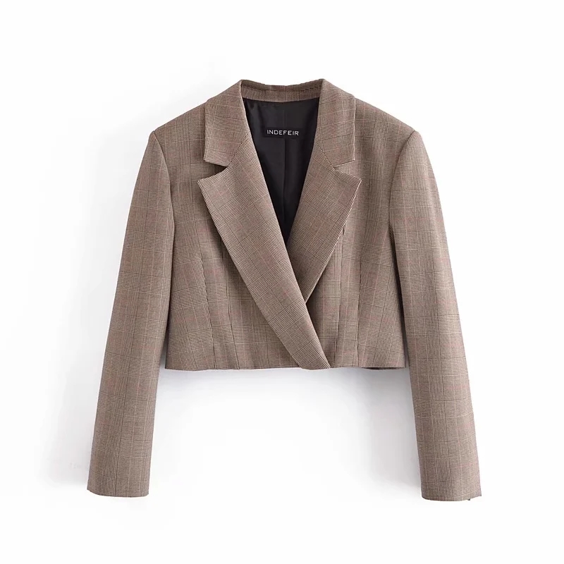 Elegant Vintage Women Crop Blazer Commute Lattice Long Sleeve Blazer Jacket Spring Office Lady Chic High Quality For Suits 210521, As pic
Elegant Vintage Women Crop Blazer Commute Lattice Long Sleeve Blazer Jacket Spring Office Lady Chic High Quality For Suits 210521, As pic