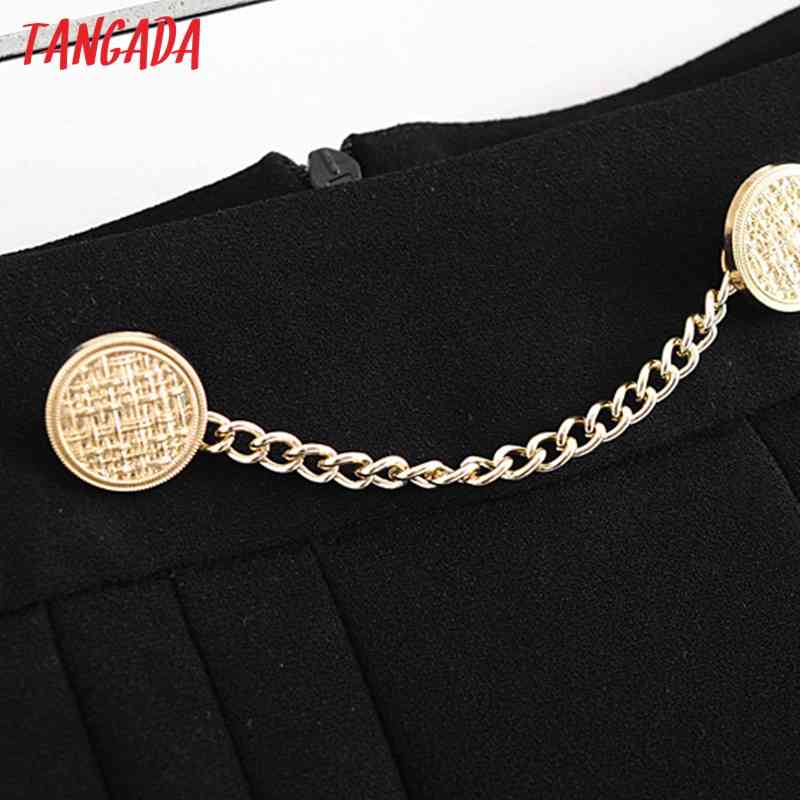 Women Chain Pleated Skirts Faldas Mujer Zipper French Style Female Mini Skirt JE90 210416