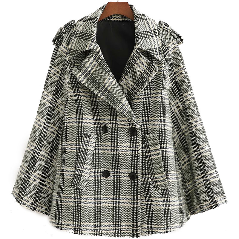 Women Fashion Retro Elegant Plaid Cloak Female Double Breasted l Lapel Sleeveless Jacket Chic Top 210520
Women Fashion Retro Elegant Plaid Cloak Female Double Breasted l Lapel Sleeveless Jacket Chic Top 210520