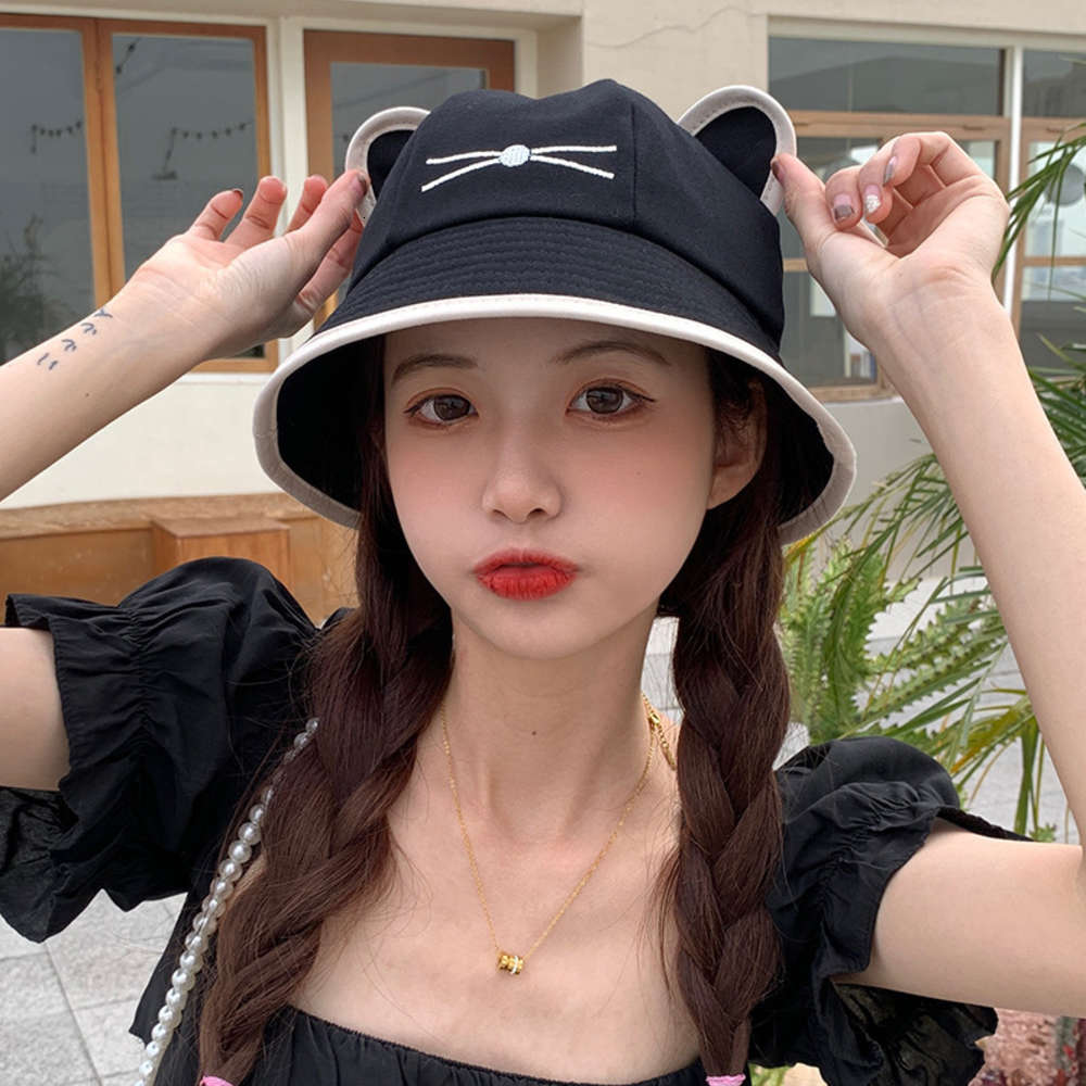 Sun hat Korean female summer fisherman's cute cat's ear sunscreen sun student basin hat tide, Blue;gray
Sun hat Korean female summer fisherman's cute cat's ear sunscreen sun student basin hat tide, Blue;gray